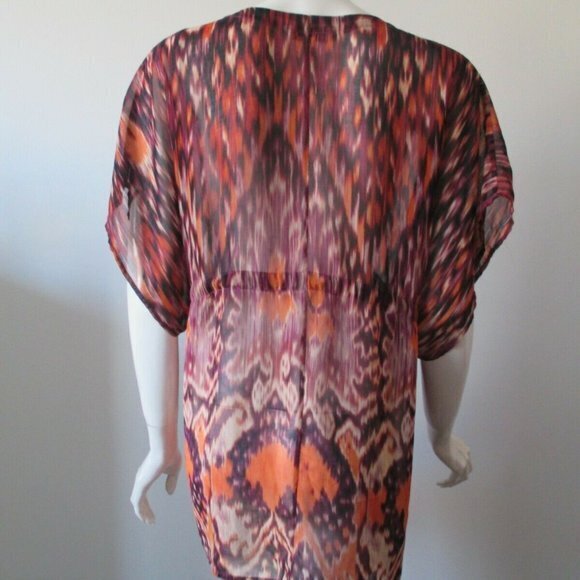 Cabi style# 415 Kimono Ikat Print Draw String Sheer Oversize Top Tunic Blouse M - Picture 4 of 8